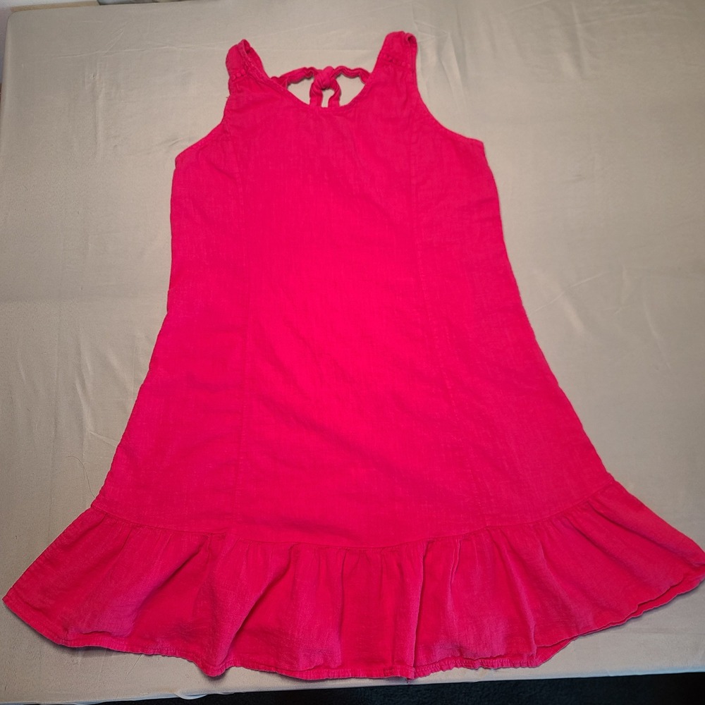 Terzo Millennio Dress Women Small Pink Linen Blend Made in Italy Ruffle A-Line